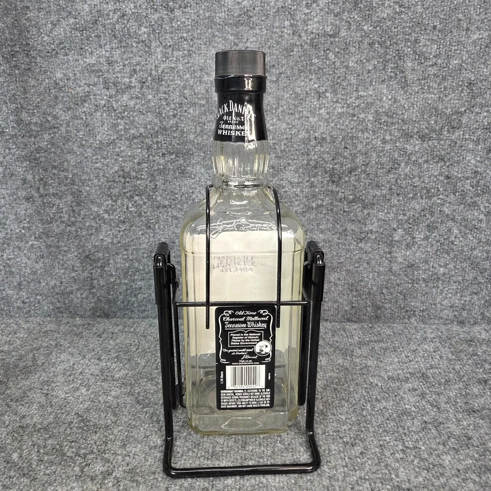 Jack Daniels Whiskey 1.75 Litre Bottle in Swing Metal Cradle Pour Holder Mancave